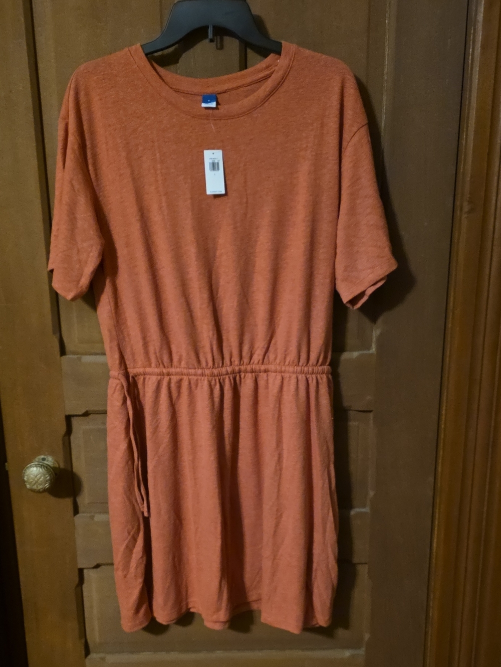 Womens' Gap Casual Short-Sleeve Elastic-Waist Dress in Burnt Orange